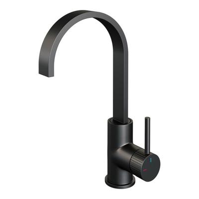 Brauer Stripe hoge opbouw wastafelmengkraan met draaibare platte uitloop model A mat zwart