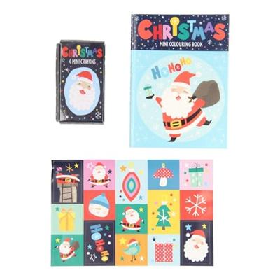 Traktatiesetje: Kleurboekje, Waskrijtjes & Stickervel - Kerst