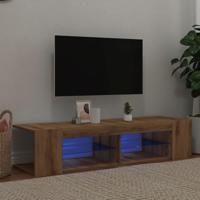 Tv-meubel met LED 135x39x30 cm bewerkt hout artisanaal eiken - thumbnail