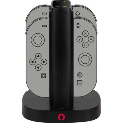 Oplaadstation - KONIX - 2 paar Joy-Con-controllers - LED-oplaadindicator - USB-A-aansluiting - Zwart