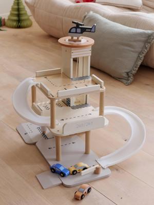 Garage met 3 verdiepingen en lift van FSC®-hout wit Garage met 3 verdiepingen en lift van FSC®-hout wit