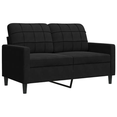 2-delige Loungeset met kussens fluweel zwart - thumbnail