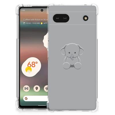 Google Pixel 6A Stevig | Bumper Hoesje | Grijs Baby Olifant