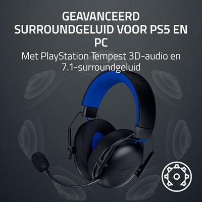Razer BlackShark V3 X HyperSpeed voor PlayStation - Draadloze esportsheadset - Ultralicht 270 g - TriForce 50 mm drivers - Afneembare microfoon - HyperSpeed 2,4 GHz & Bluetooth - PS5/PC | Zwart