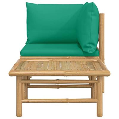 2-delige Loungeset met kussens bamboe groen - thumbnail