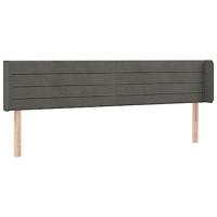 Hoofdbord met randen 203x16x78/88 cm fluweel donkergrijs - thumbnail