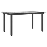 Tuintafel 150x90x74 cm aluminium en glas zwart - thumbnail