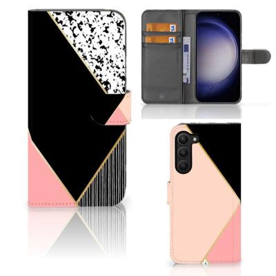 Samsung Galaxy S23 Plus | Book Case | Zwart Roze Vormen | Portemonnee hoesje