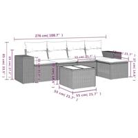 6-delige Loungeset met kussens poly rattan beige - thumbnail