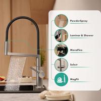 Hansgrohe Talis Select M54 PowderSpray ééngreeps keukenkraan Semi-Pro 3jet, rvs look - thumbnail