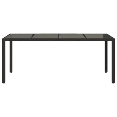 Tuintafel met glazen blad 190x90x75 cm poly rattan zwart