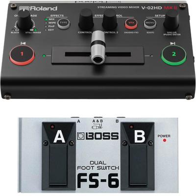 Roland V-02HD MK II live streaming video mixer + Boss FS-6 voetschakelaar Roland V-02HD MK II live streaming video mixer + Boss FS-6 voetschakelaar