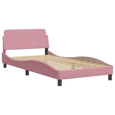 Bedframe met hoofdeinde fluweel roze 100x200 cm