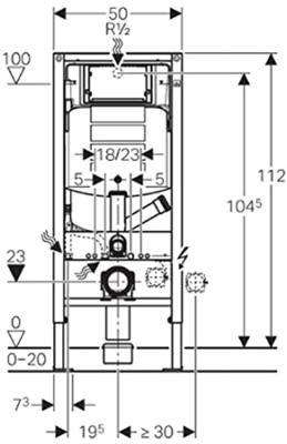 Geberit Duofix wc-element met Sigma UP320 inbouwreservoir 12cm voor luchtzuivering met afvoerlucht