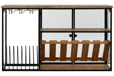 Flessenrek Home ESPRIT Zwart Natuurlijk Hout Metaal Kristal 102 x 32 x 60 cm