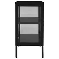 Dressoir 70x35x70 cm staal en glas zwart - thumbnail