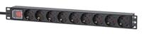 Intellinet 715133 19 inch Stekkerdoos voor patchkast 1 HE Geaarde contactdoos Met schakelaar Zwart - thumbnail
