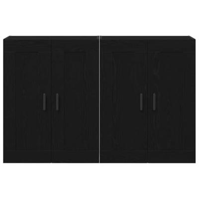 Wandkast 2 pcs Zwart eiken 160 x 34 x 90 cm Bewerkt hout
