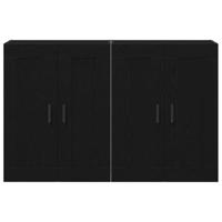Wandkast 2 pcs Zwart eiken 160 x 34 x 90 cm Bewerkt hout - thumbnail