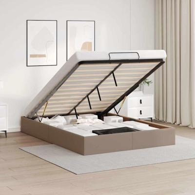 Bedframe zonder matras 140x200 cm kunstleer cappuccinokleurig