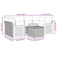 7-delige Loungeset met kussens poly rattan beige - thumbnail
