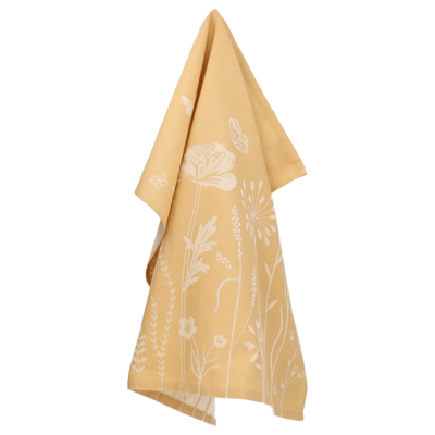 Bunzlau Castle - Theedoek 65x65cm Wild Flowers geel (GOTS)