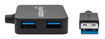Manhattan Manhattan 162296 hub di interfaccia USB 3.2 Gen 1 [3.1 Gen 1] Type-A 5000 Mbit/s USB 3.2 Gen 1-hub 4 poorten Zwart