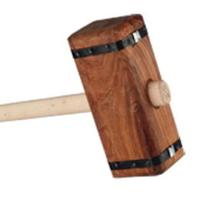 Atlas houten sleg - vierkant met gesmede band - met 100 cm ovale steel - thumbnail