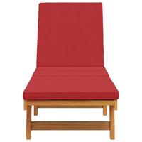 Ligstoel met kussen Bruin 63 x 199 x 85cm Massief acaciahout - thumbnail