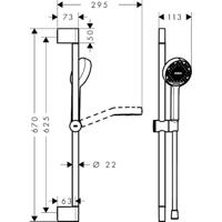 hansgrohe Activera S doucheset 95 - 2jet - EcoSmart unica - met glijstang 65cm - mat zwart 28044670 - thumbnail