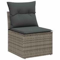 Tuinbankenset met kussen 6 pcs Grijs poly rattan - thumbnail