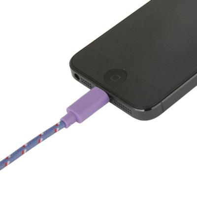 Geweven nylon stijl USB Data Transfer / laad Kabel voor iPhone 6 / 6S & 6 Plus / 6S Plus, iPhone 5 & 5S & 5C, Kabel lengte: 2 meter (paars)