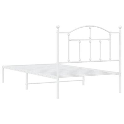 Bedframe met hoofdbord metaal wit 100x190 cm