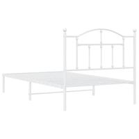 Bedframe met hoofdbord metaal wit 100x190 cm - thumbnail
