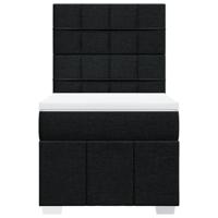 Boxspring met matras stof zwart 90x190 cm - thumbnail