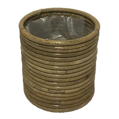 Rotan plantenmand grijs 14x14cm