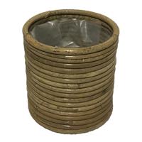 Rotan plantenmand grijs 14x14cm - thumbnail