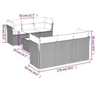7-delige Loungeset met kussens poly rattan beige - thumbnail