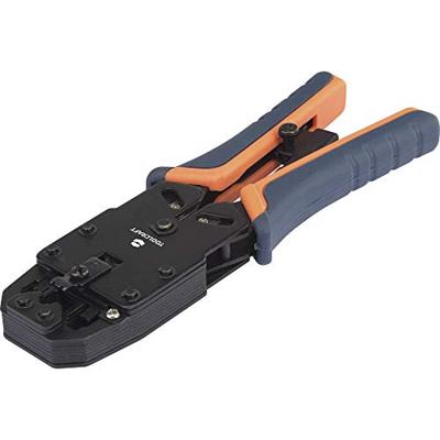 TOOLCRAFT TO-4988586 Krimptang Modulaire stekkers (western) Incl. kabelsnijder, Incl. stripgereedschap RJ10, RJ11, RJ12, RJ45