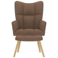 Relaxstoel met voetenbank stof bruin - thumbnail