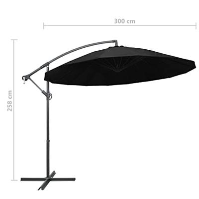 VidaXL Zweefparasol met aluminium paal 3 m zwart