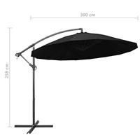 VidaXL Zweefparasol met aluminium paal 3 m zwart - thumbnail