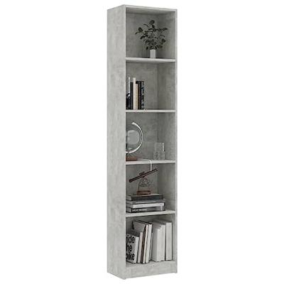 Boekenkast met 5 schappen 40x24x175 cm spaanplaat betongrijs