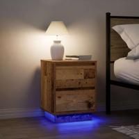 Nachtkastjes met led-verlichting 2 st 38x34x50 cm oud hout - thumbnail