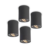 QAZQA Set van 4 spots donkergrijs draai- en kantelbaar - Rondoo up - thumbnail