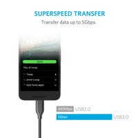 Anker Powerline 90 cm USB-C naar USB 3.0-kabel, USB-C met 56k ohm pull-up weerstand voor USB type C-apparaten Galaxy S8, S8+, S9, S10, MacBook, Sony XZ, LG V20 G5 G6, HTC 10, Xiaomi 5 enz, zwart - thumbnail