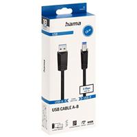 Hama USB-kabel USB 3.2 Gen1 (USB 3.0 / USB 3.1 Gen1) USB-A stekker, USB-B stekker 1.50 m Zwart 00200625 - thumbnail