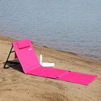 Strandmat met Rugleuning en Kussen 158cm x 56cm roze - thumbnail