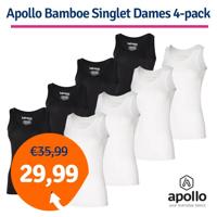 Apollo Singlet Dames Bamboo Zwart 4-pack-S - thumbnail