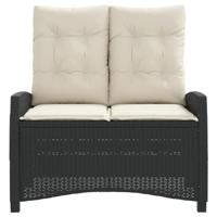 Tuinbankje verstelbaar met kussens poly rattan zwart - thumbnail